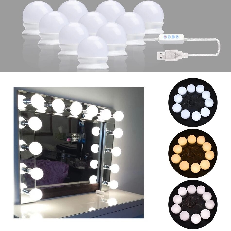 Vanity Mirror Light LED Bulbs for Makeup Mirror Stand (10 Bulbs) - Image 2