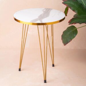 Modern High Gloss Round Coffee & Nesting End Tables with Metal Legs