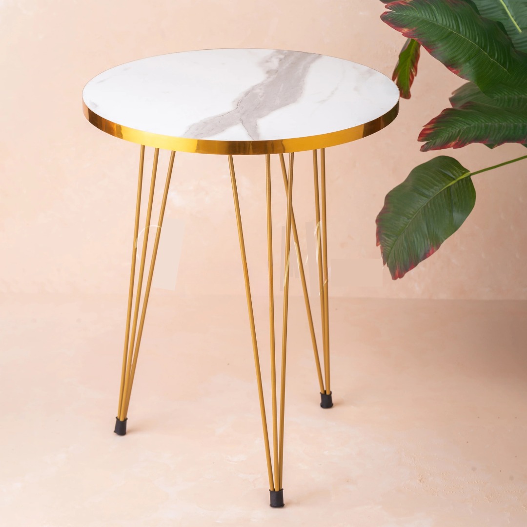 Modern High Gloss Round Coffee & Nesting End Tables with Metal Legs