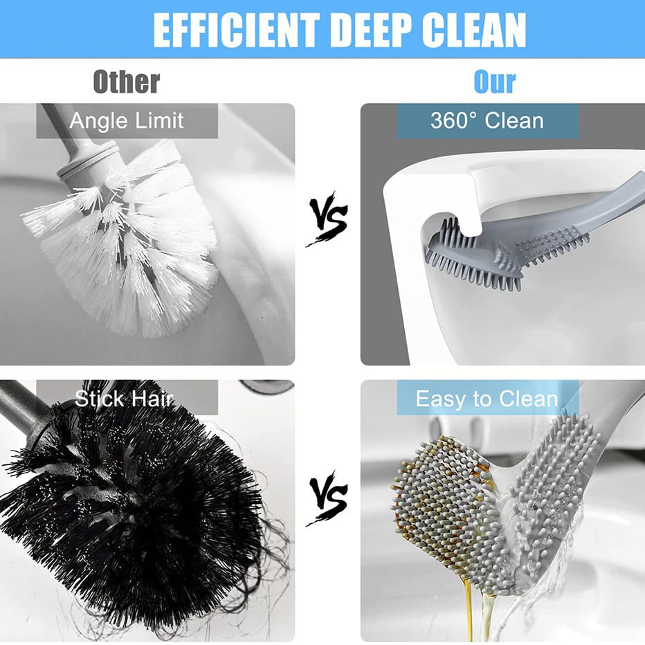 Creative Golf Head Silicone Toilet Brush with Wall-Mounted Holder
