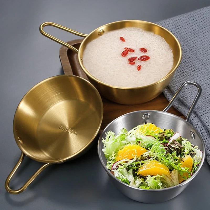 Golden Round Rice Wine Bowl with Handle - Image 2