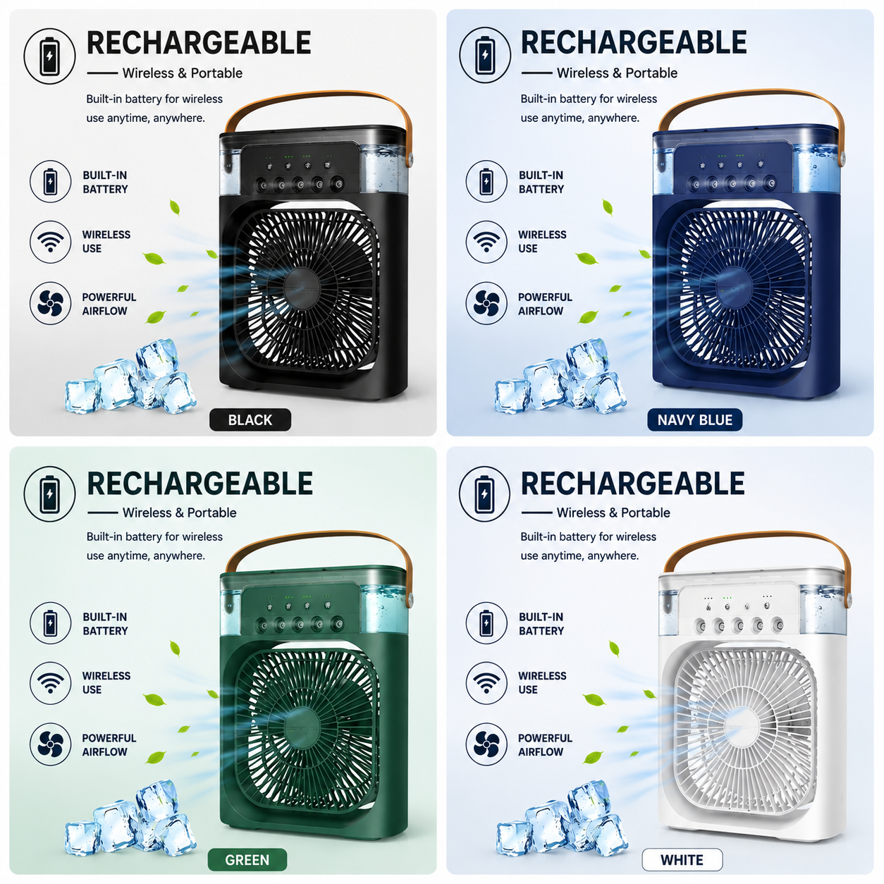 Portable 5-in-1 USB Air Cooler, Fan & Humidifier with 7-Color LED Night Light - Image 5
