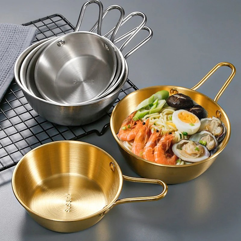 Golden Round Rice Wine Bowl with Handle