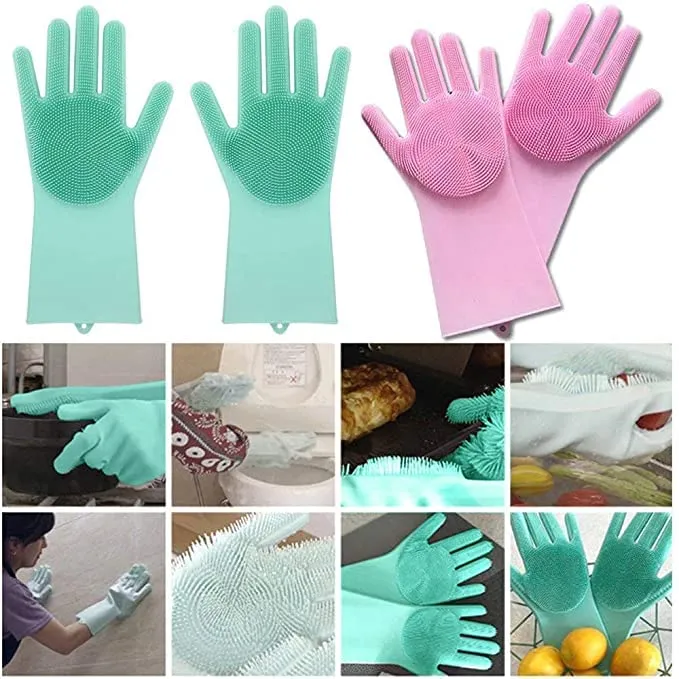 Silicon Washing Gloves High Quality Big Size - Household Accessory Designed For Cleaning And Washing Routine (Random Color) - Image 4