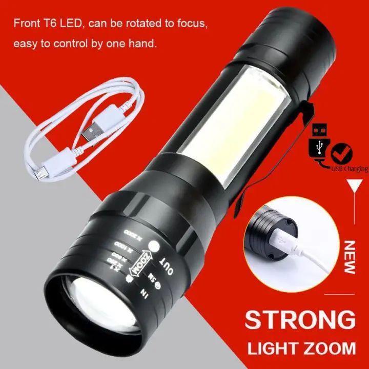 Rechargeable Mini Flashlight Black Metal 5W LED - Image 3
