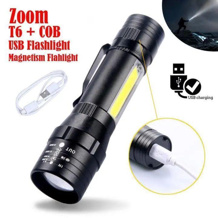 Rechargeable Mini Flashlight Black Metal 5W LED - Image 4