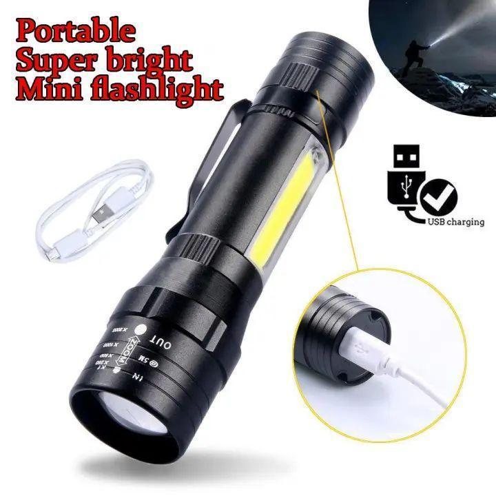 Rechargeable Mini Flashlight Black Metal 5W LED - Image 6