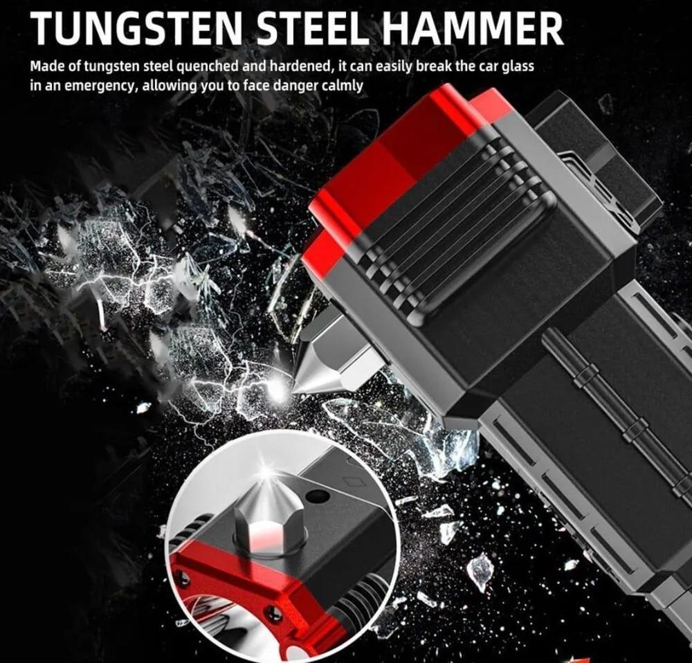 Rechargeable Flashlight with Safety Hammer 17cm ABS - Image 4