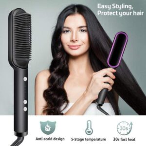 Corded Electric Hair Straightener Black Purple ABS