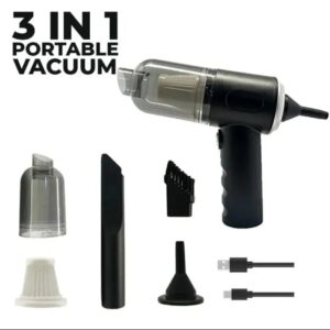 Portable 3-in-1 Car Vacuum Black ABS