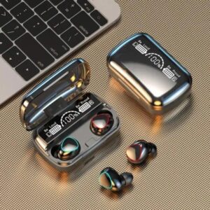 M10 Digital Display Earbuds Black ABS Sweat Resistant