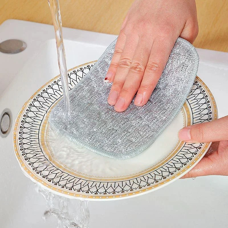 4Pcs Double-Side Dishwashing Sponge & Scrubbing Cloths