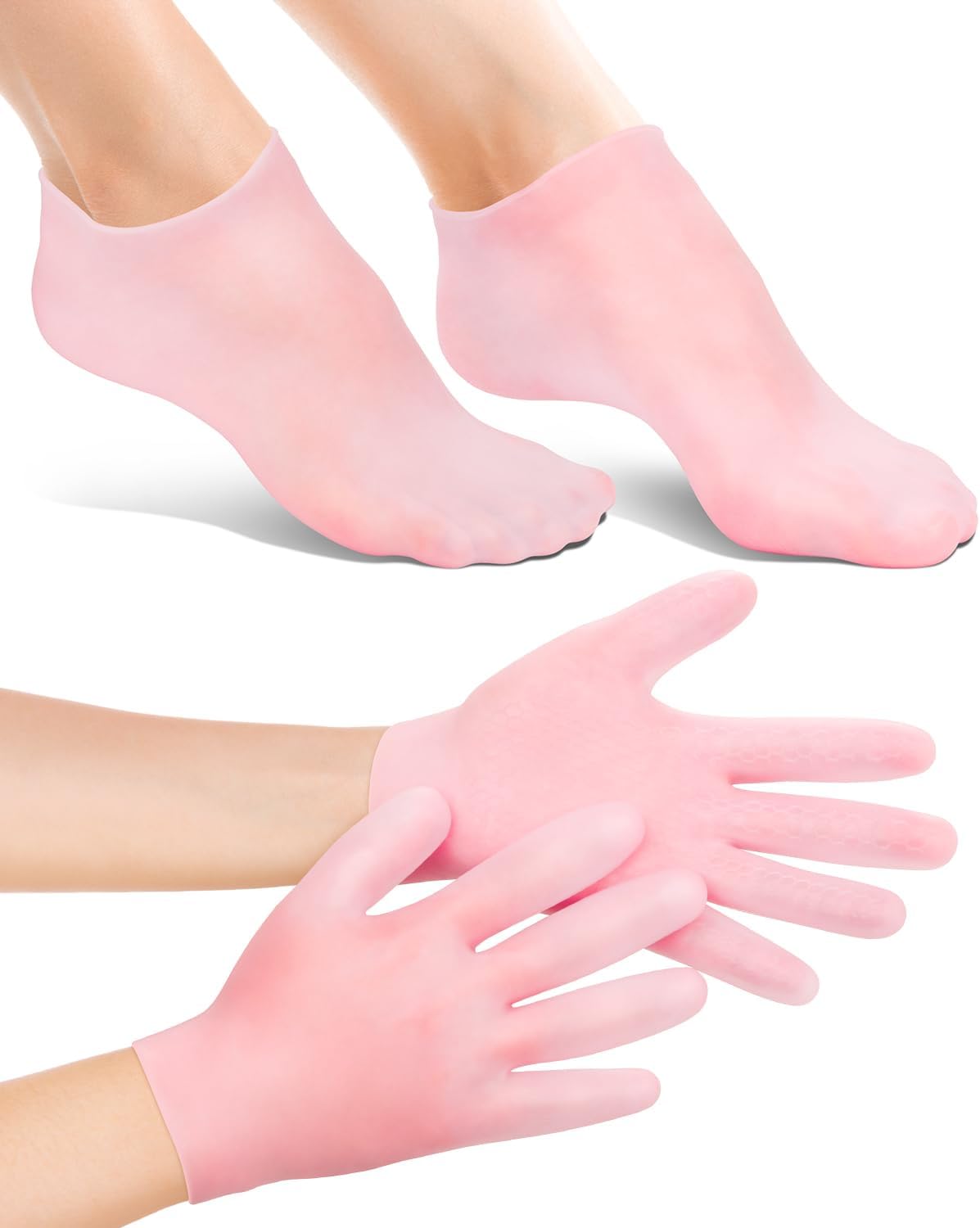 2-Pair Silicone Moisturizing Gloves and Socks Set for Cracked Hands and Feet - Image 2