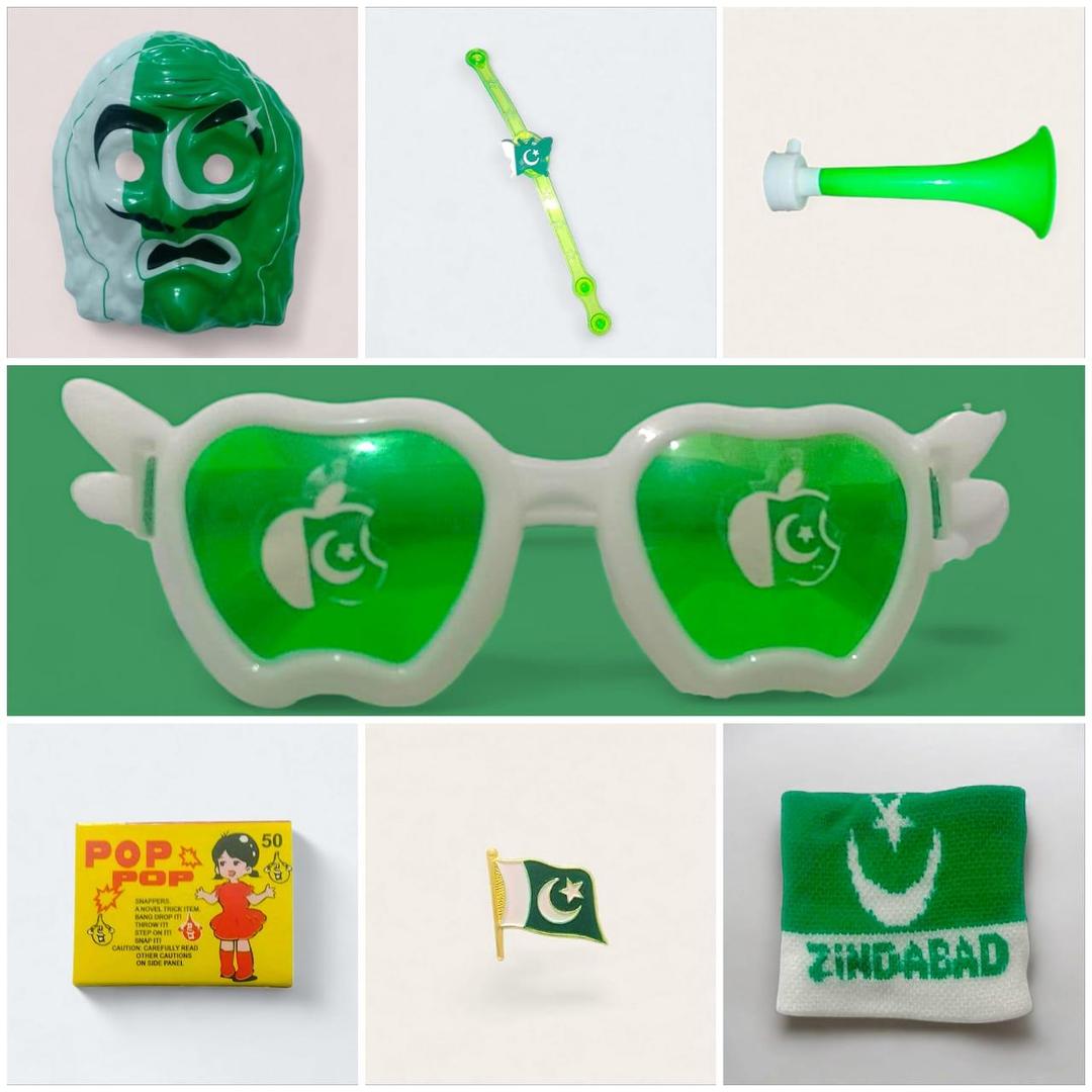 14th August Azaadi Kids Bundle 7Pcs ABS Green Pakistan Flag - Image 2