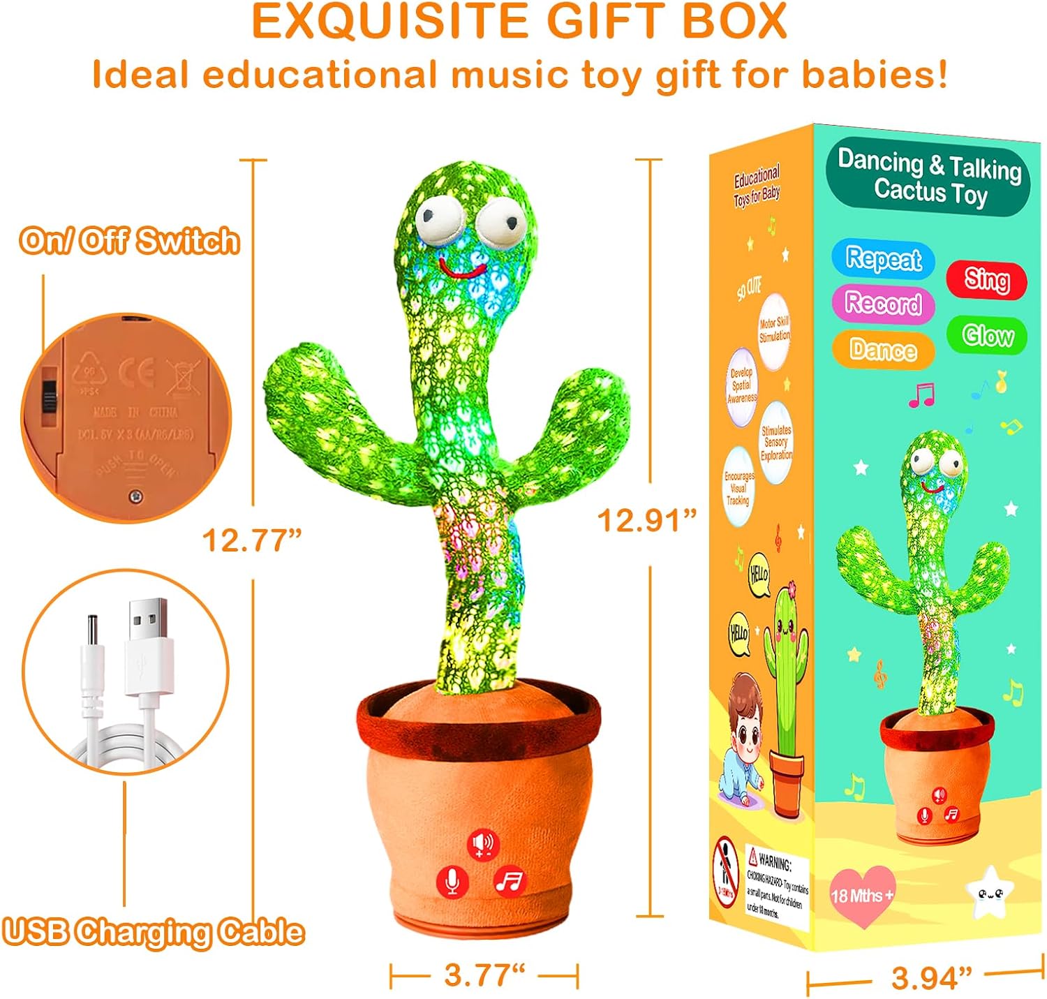 Dancing Talking Cactus Toy Rechargeable - Image 2