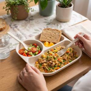 3-Section Divided Plate With Spoon & Fork