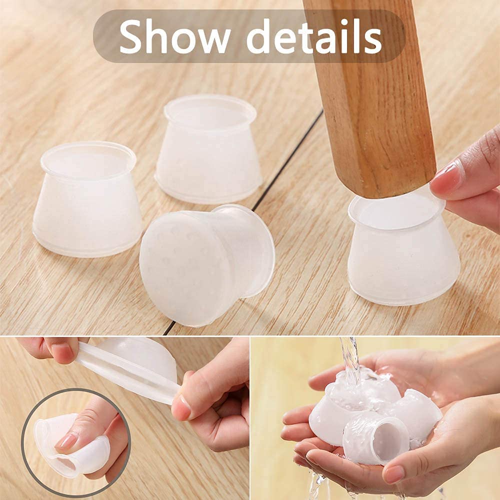 Pack of 4 Silicone Chair Leg Cap - Furniture Table Feet Cover Bottom Pad - Rubber Floor Protector - Anti-Slip Sturdy Slider Glide Easily Move Eliminate Noise Waterproof - Image 3