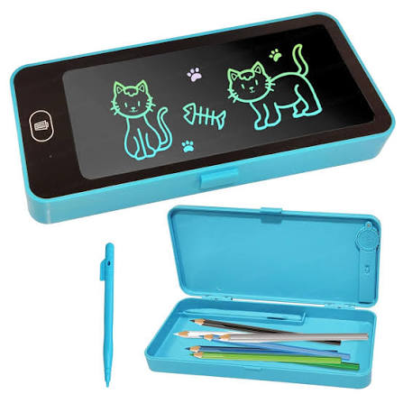 LCD Writing Tablet Pencil Box For Kids | Erasable Writing Board & Stationery Organizer