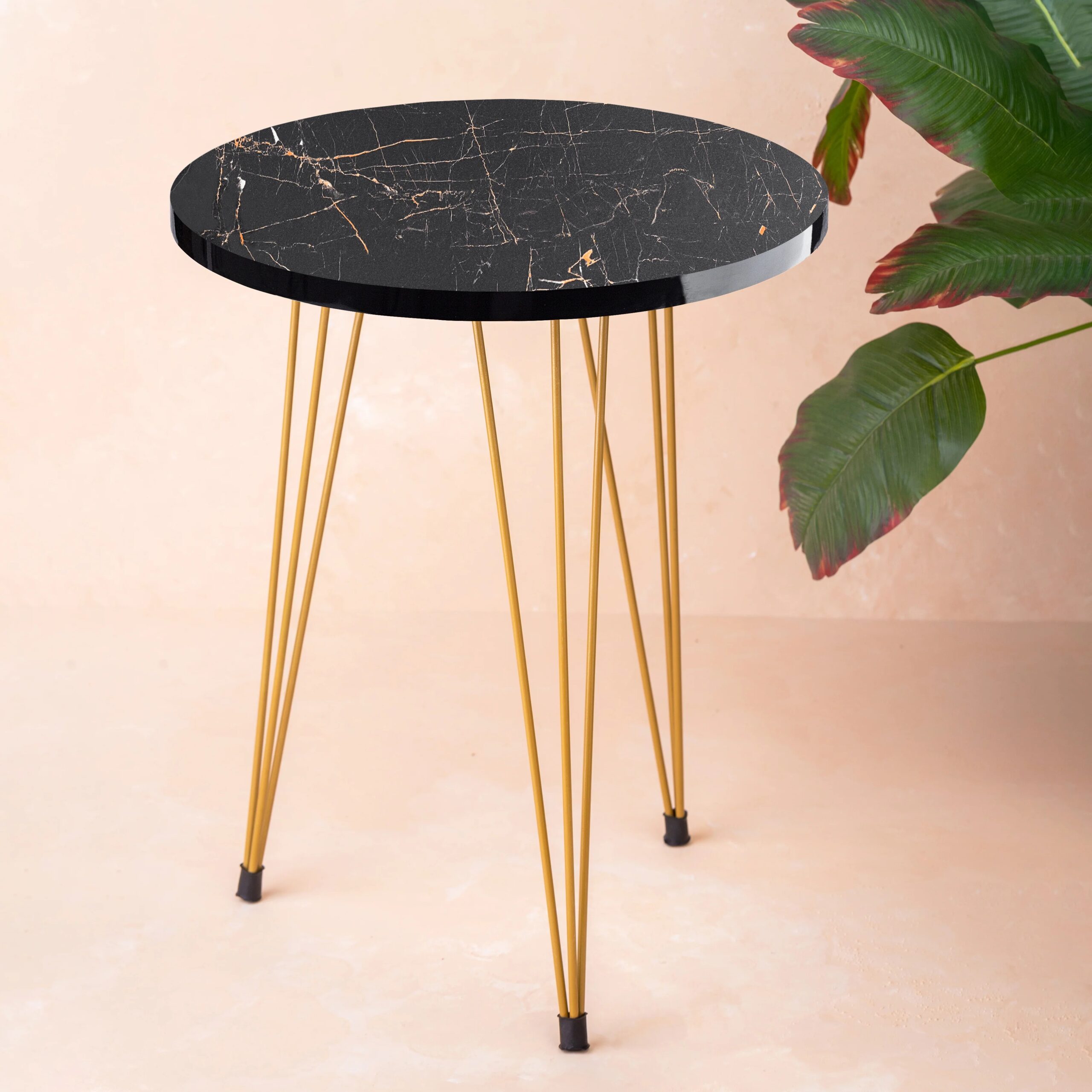 Modern High Gloss Round Coffee & Nesting End Tables with Metal Legs - Image 2