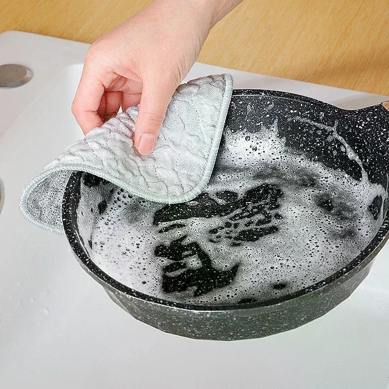 4Pcs Double-Side Dishwashing Sponge & Scrubbing Cloths - Image 2
