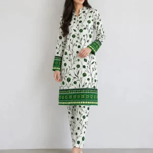 2 Pcs Women's Unstitched Printed Polo Cotton Suit