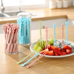 Plastic Cartoon Fruit Forks Set