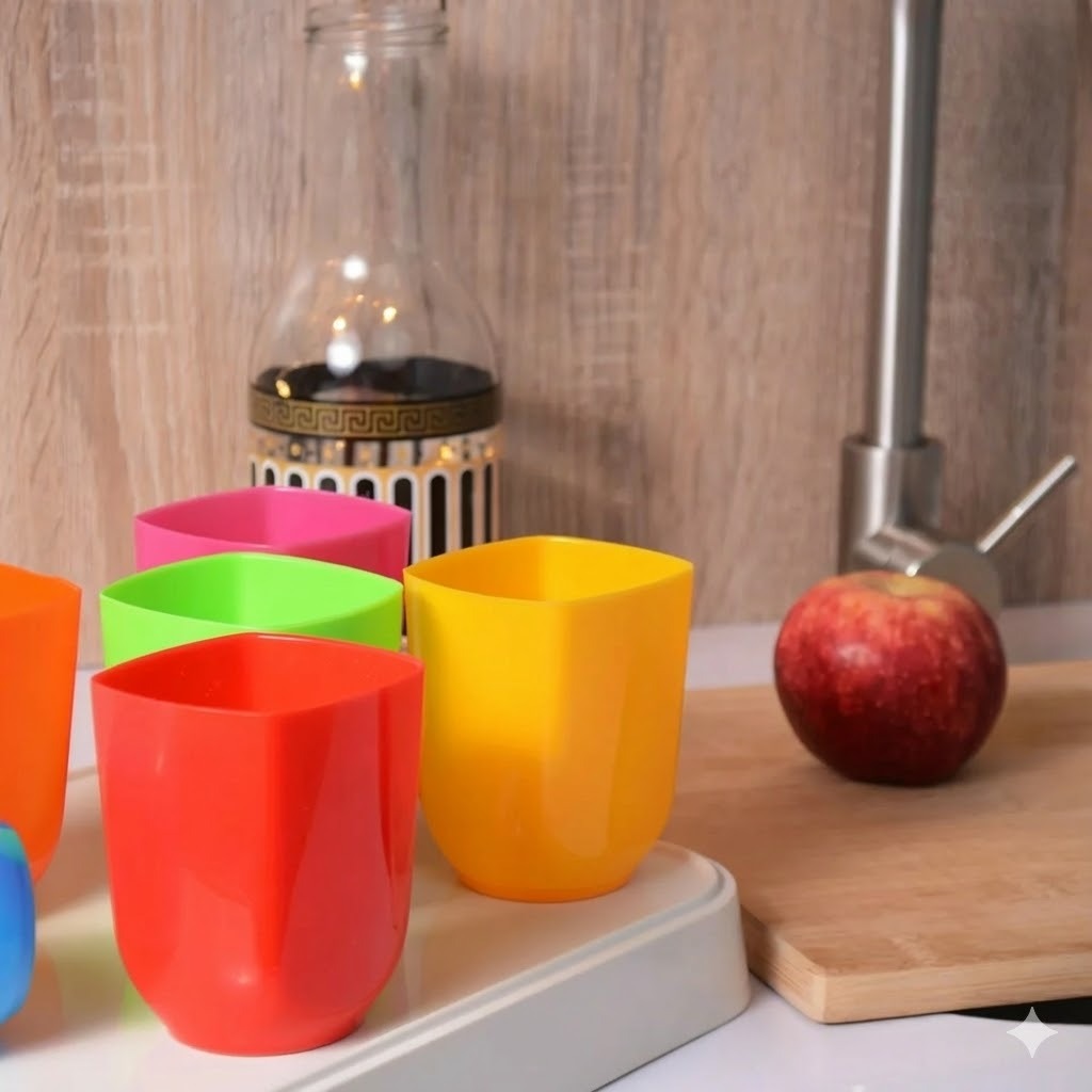 6PCs Plastic Square Water Glass Set - Image 4