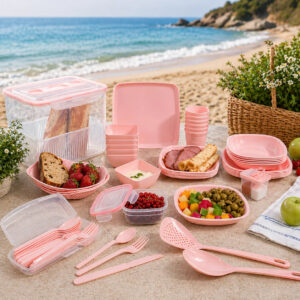 60-Piece Travel Picnic Set for Outdoor Dining and Camping