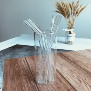 6PC Reusable Glass Straw Set with Cleaning Brush