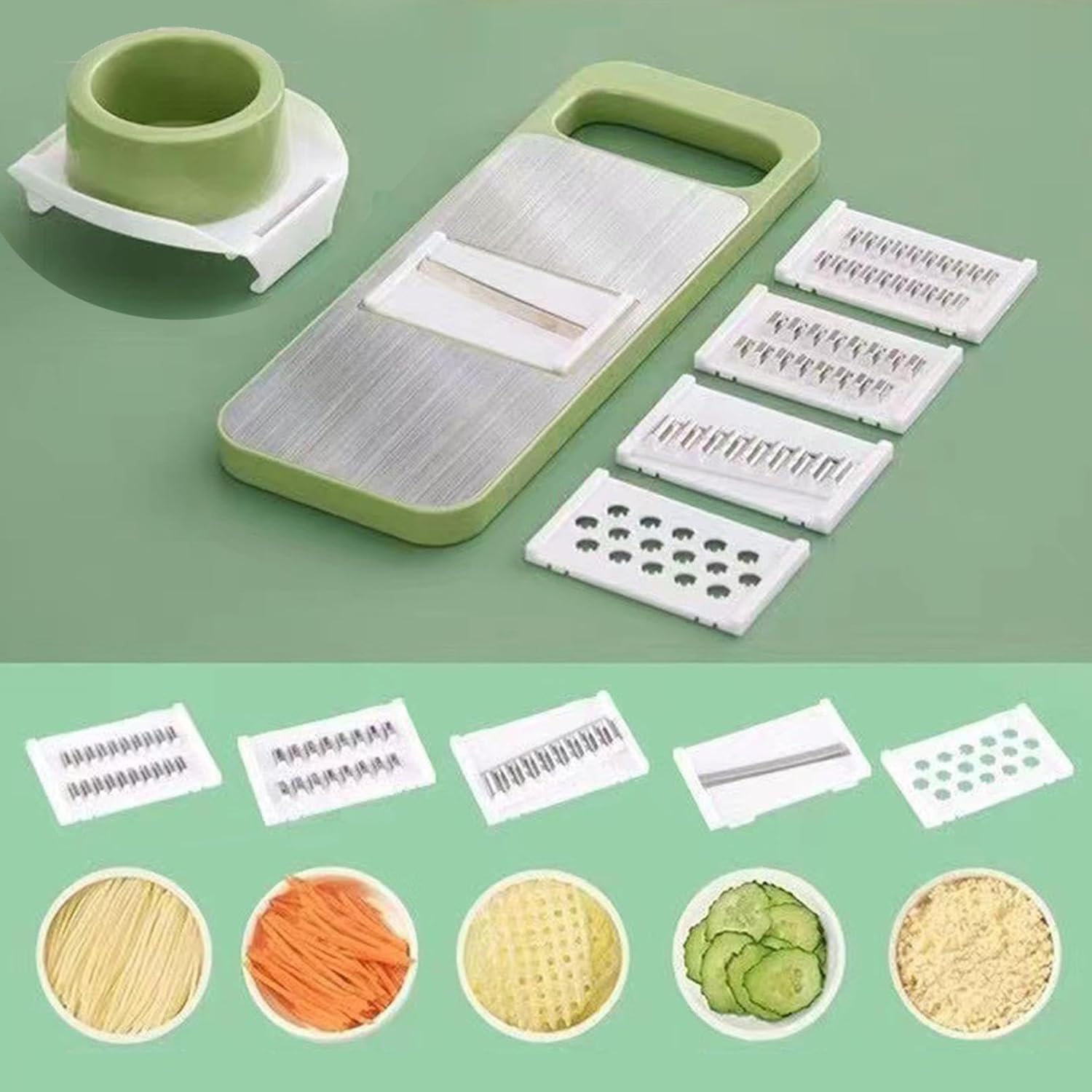 Vegetable Slicer Cutter Grater Chopper Mandoline Shredder 5-in-1 Tool Set - Image 7