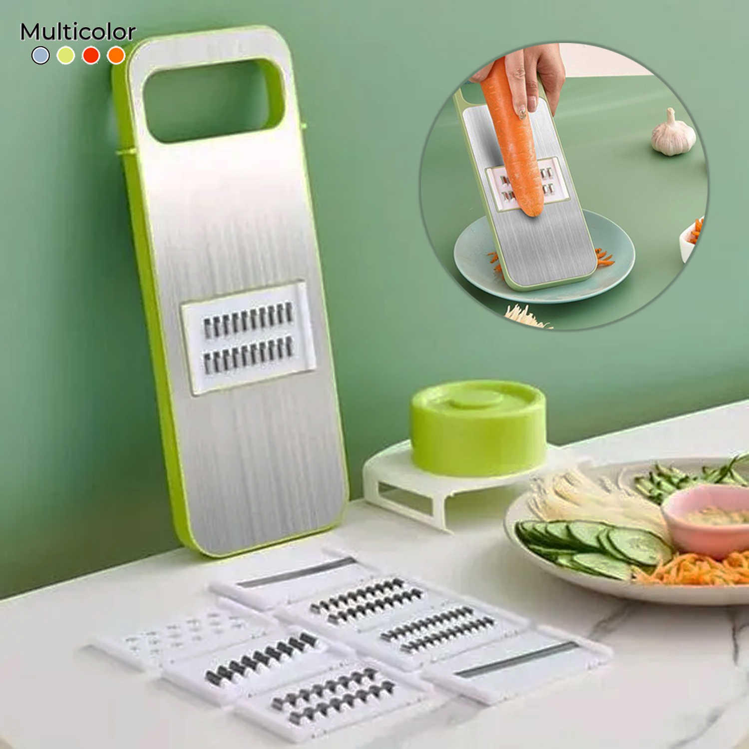 Vegetable Slicer Cutter Grater Chopper Mandoline Shredder 5-in-1 Tool Set