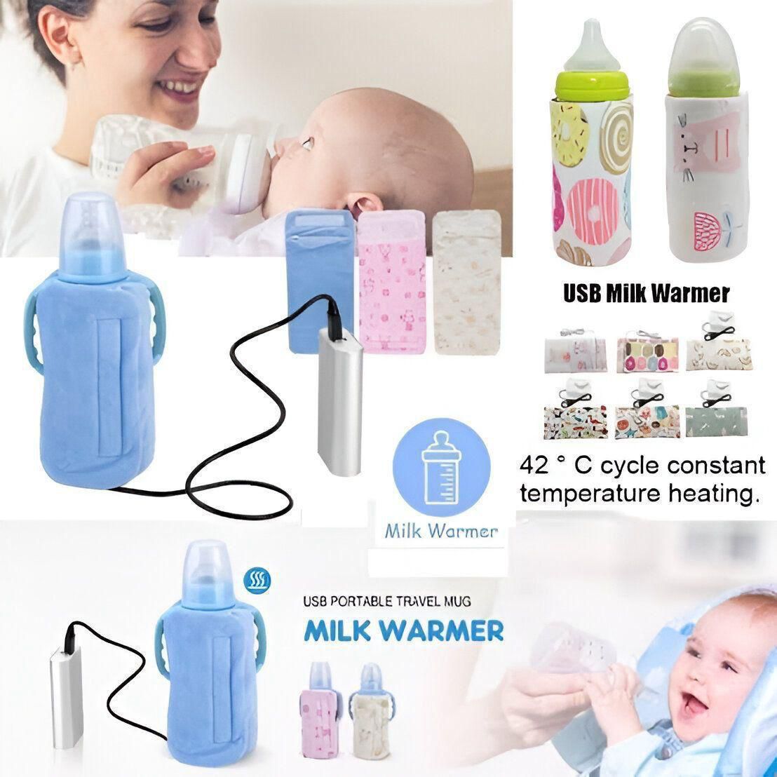 Portable Baby Milk Bottle Warmer with USB Fast Heating & Adjustable Temperature