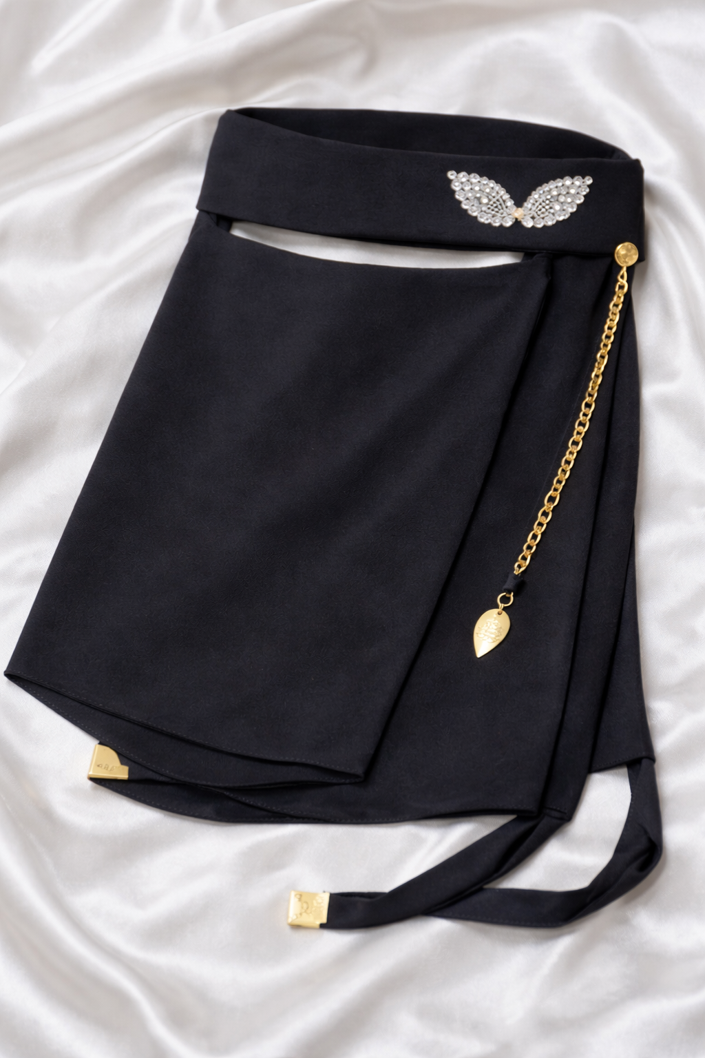 Black Niqab with Rhinestone Butterfly – Fancy Clipped Hijab - Image 3