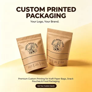 50PCS Custom Printed Kraft Paper Stand Up Pouches Pet Dog Food Snack Packaging Bags Resealable Zipper Coffee Bean Nuts Bags