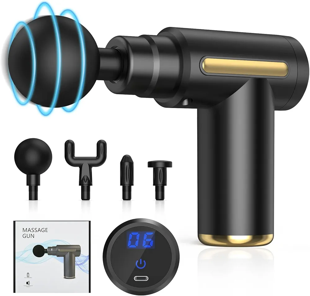 5-in-1 Multifunctional Electric Deep Tissue Massage Gun with 6 Speeds and 4 Heads