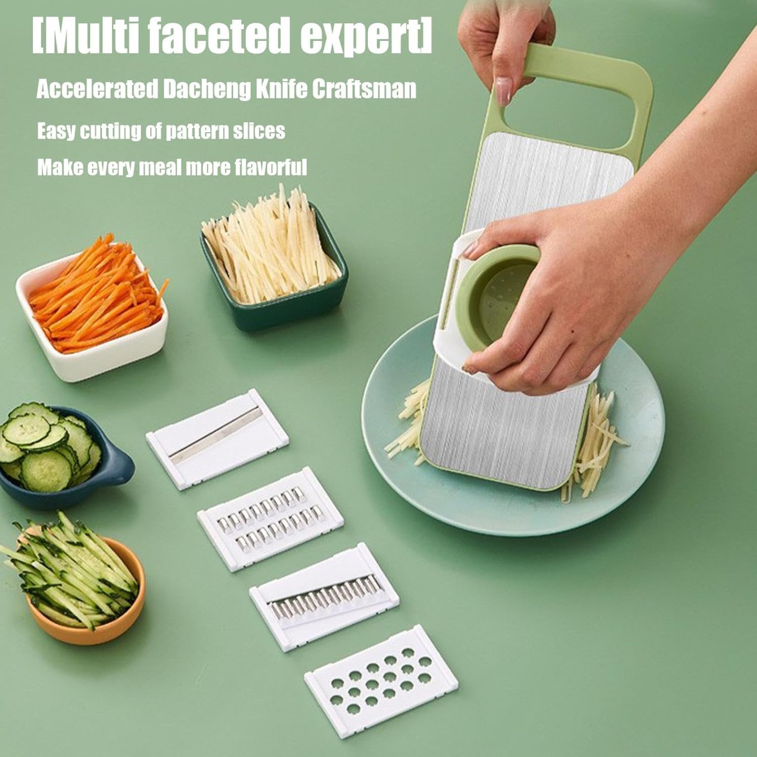 Vegetable Slicer Cutter Grater Chopper Mandoline Shredder 5-in-1 Tool Set - Image 2