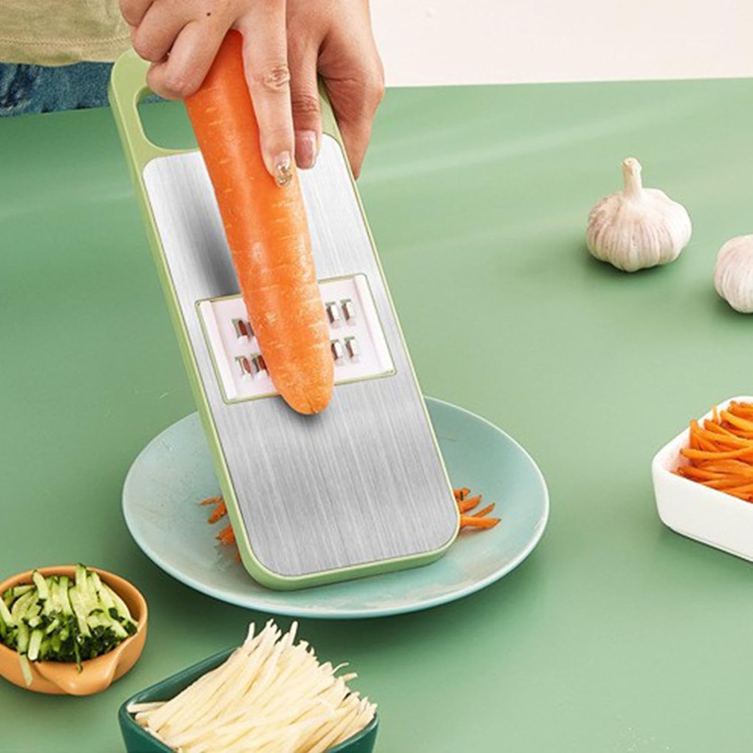 Vegetable Slicer Cutter Grater Chopper Mandoline Shredder 5-in-1 Tool Set - Image 4