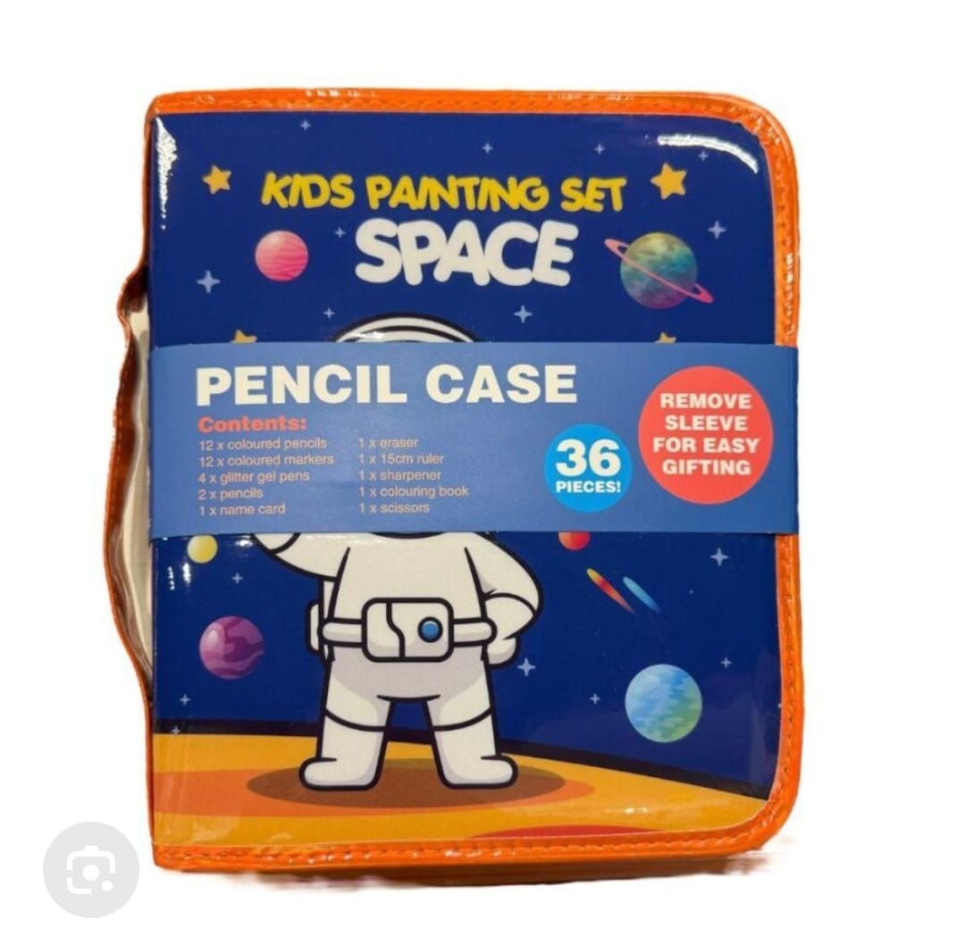 Kids Space-Themed Painting & Pencil Case Set – 36-Piece Creative Art Kit