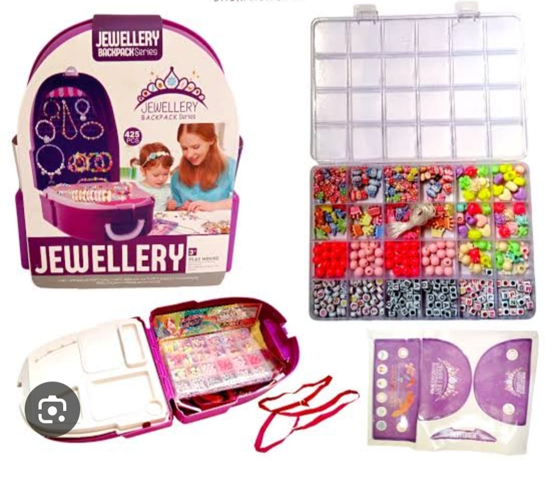 Kids Jewellery Making Kit – DIY Bead Bracelet & Necklace Craft Set - Image 3