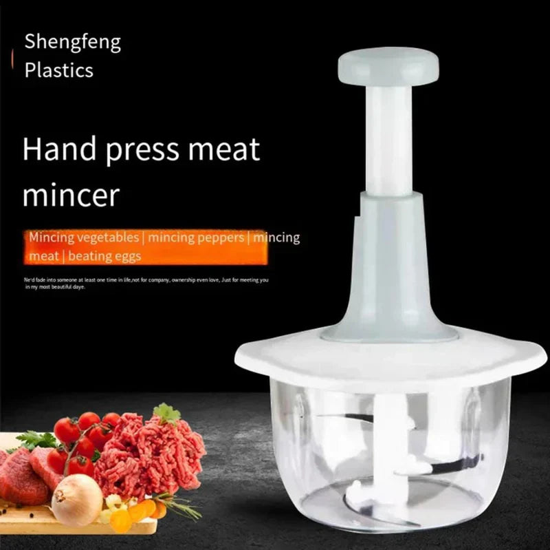 Manual Press Food Chopper & Vegetable Slicer - Image 2
