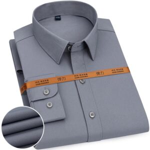 Men's Summer Cotton Blend Formal & Casual Long Sleeve Dress Shirt