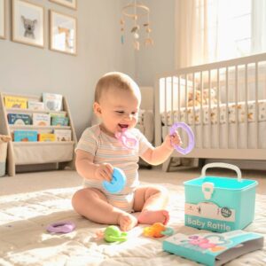 Baby Rattle Toy Box - 5 PCS Educational Sensory Playset