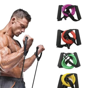 Latex Elastic Resistance Bands with Handles for Gym, Yoga and Fitness