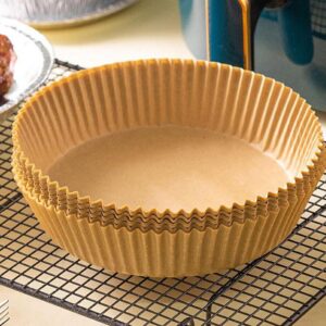 50pcs Air Fryer Disposable Paper Liner Non-Stick Mat Steamer Round Baking Paper