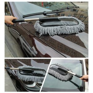 Car Wash Cleaning Brush Duster Dust Wax Mop Microfiber Telescoping Dusting Tool