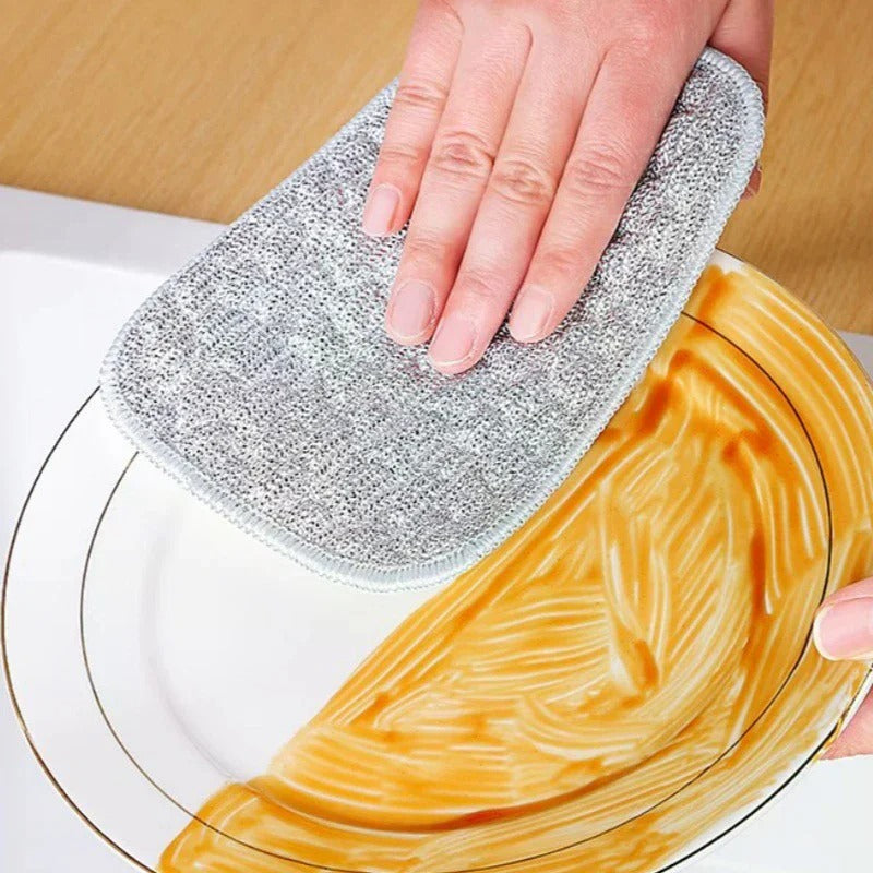 4Pcs Double-Side Dishwashing Sponge & Scrubbing Cloths - Image 7