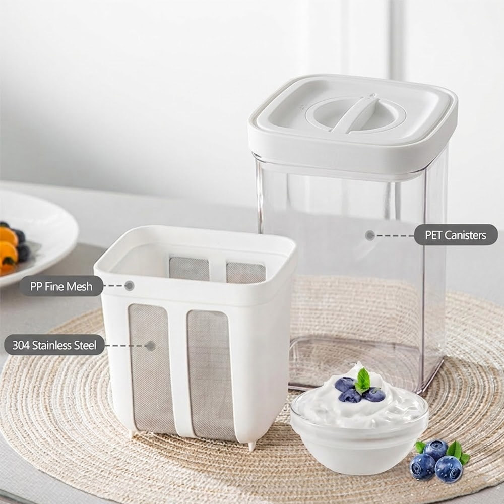 Multi-Purpose 1100ML Greek Yogurt Maker Hung Curd Strainer Box with Mesh Filter - Image 4