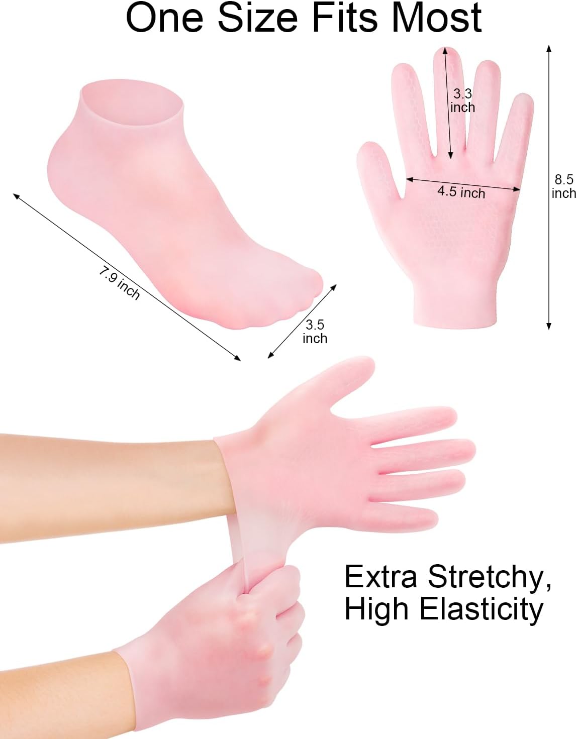 2-Pair Silicone Moisturizing Gloves and Socks Set for Cracked Hands and Feet - Image 5