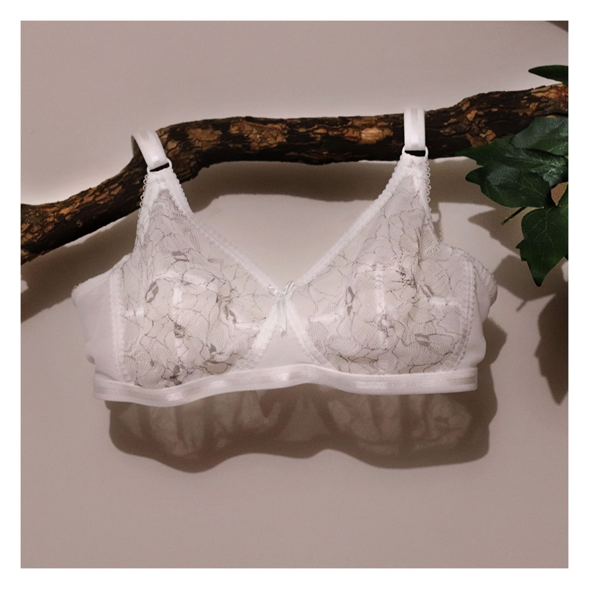 BeBelle Women's X-Over Cross Lace Bra - White - Image 5