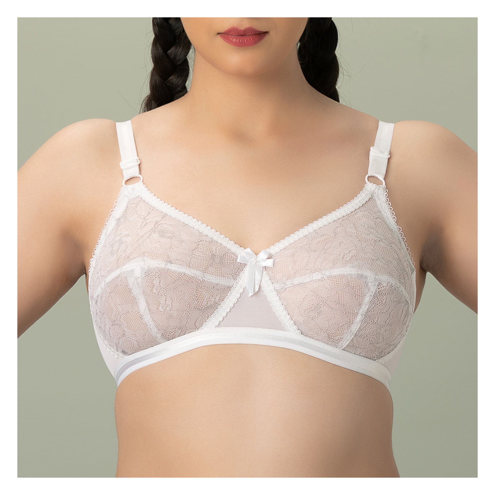 BeBelle Women's X-Over Cross Lace Bra - White